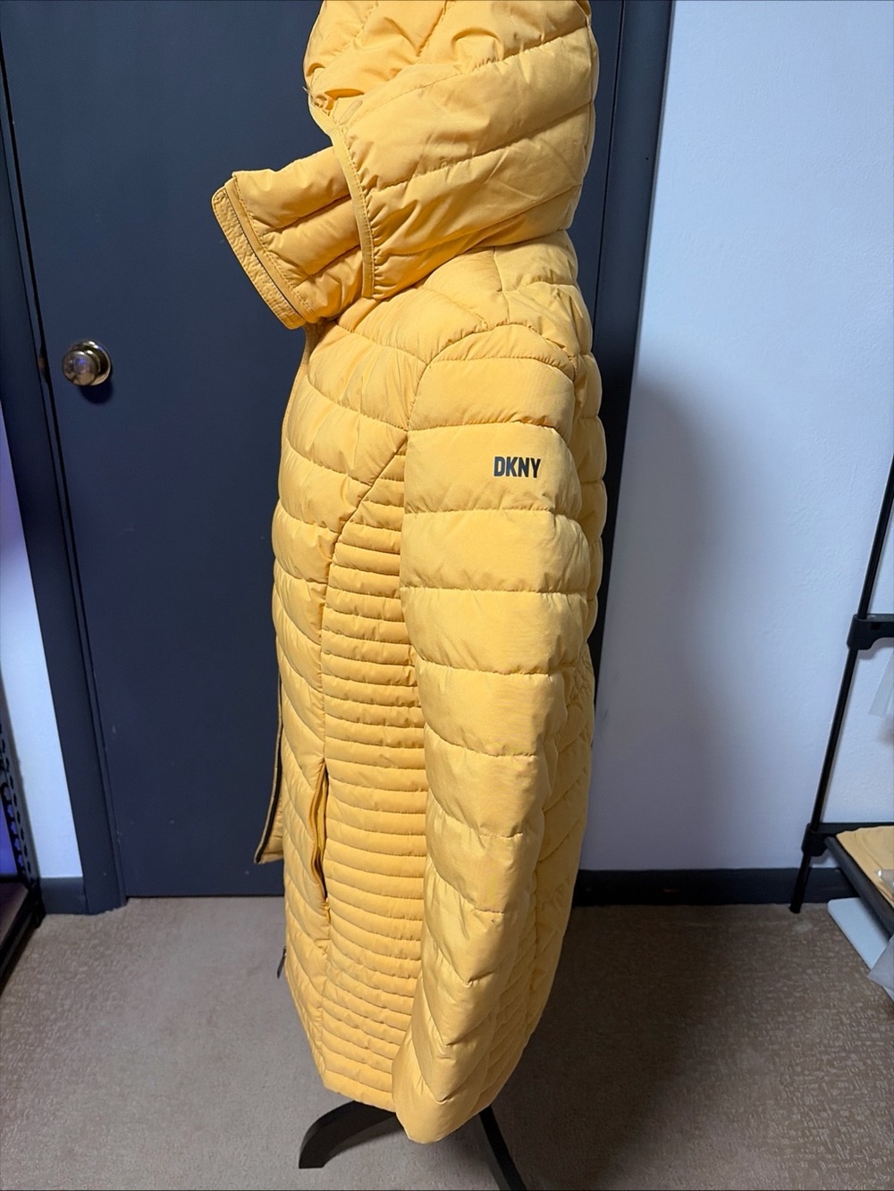 Dkny Women's Quilted Hooded Puffer Coat in Yellow - Picture 2 of 9